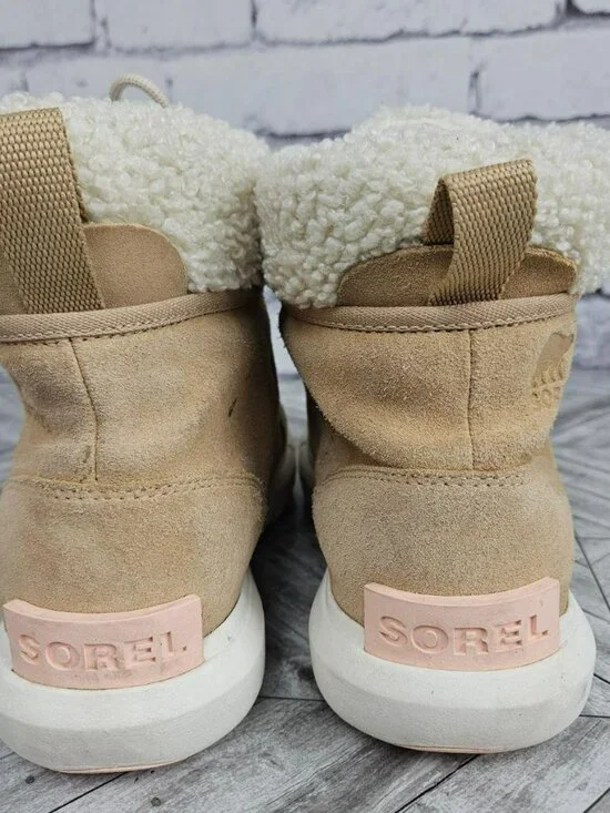 Sorel Womens 9 NL4451-262 Cozy Suede Winter Boots Sherpa Lined Booties Beige - Picture 6 of 15